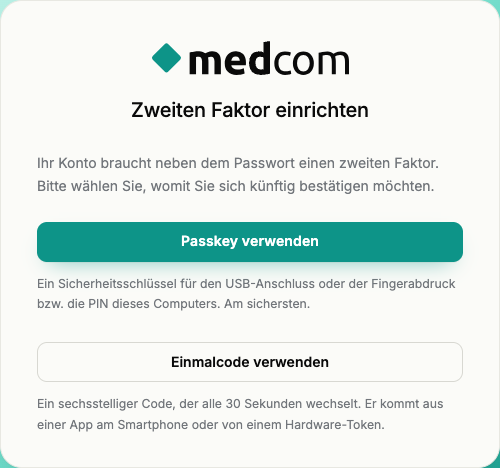 Auswahl des zweiten Faktors