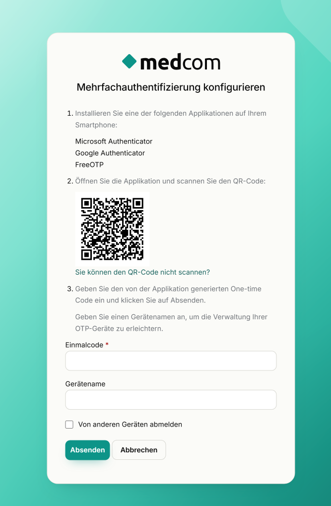 Einrichten der Anmeldemethode