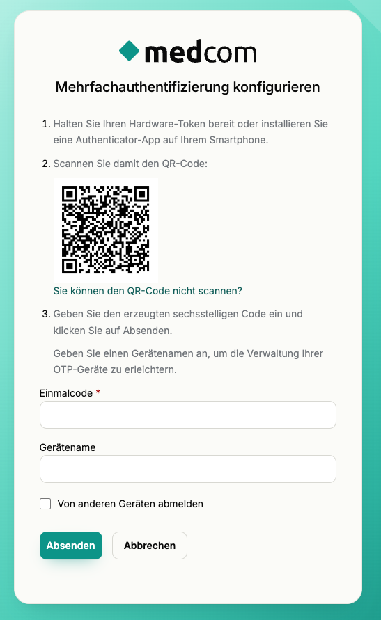 Einrichten der Anmeldemethode