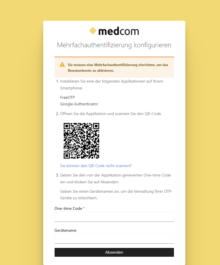 Einrichten der Anmeldemethode