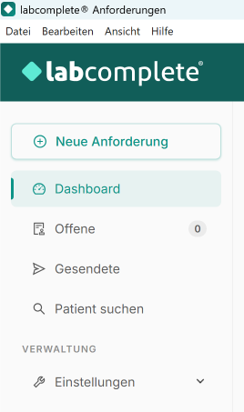 Navigationsleiste am linken Bildschirmbereich
