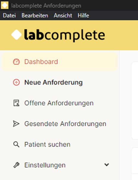 Navigationsleiste am linken Bildschirmbereich