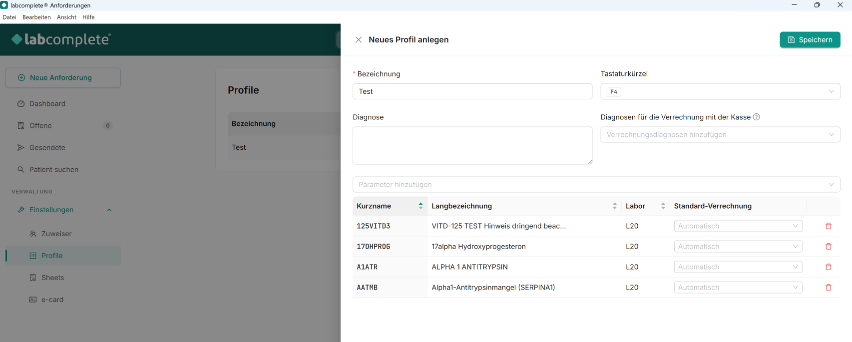 Neues Profil anlegen