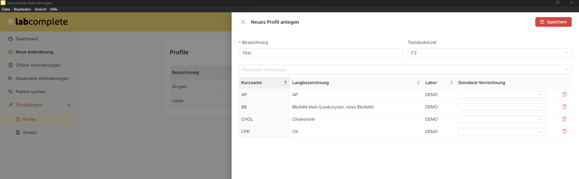 Neues Profil anlegen