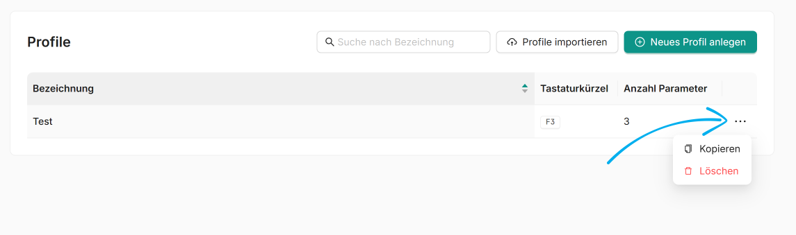 Profil bearbeiten, kopieren oder löschen